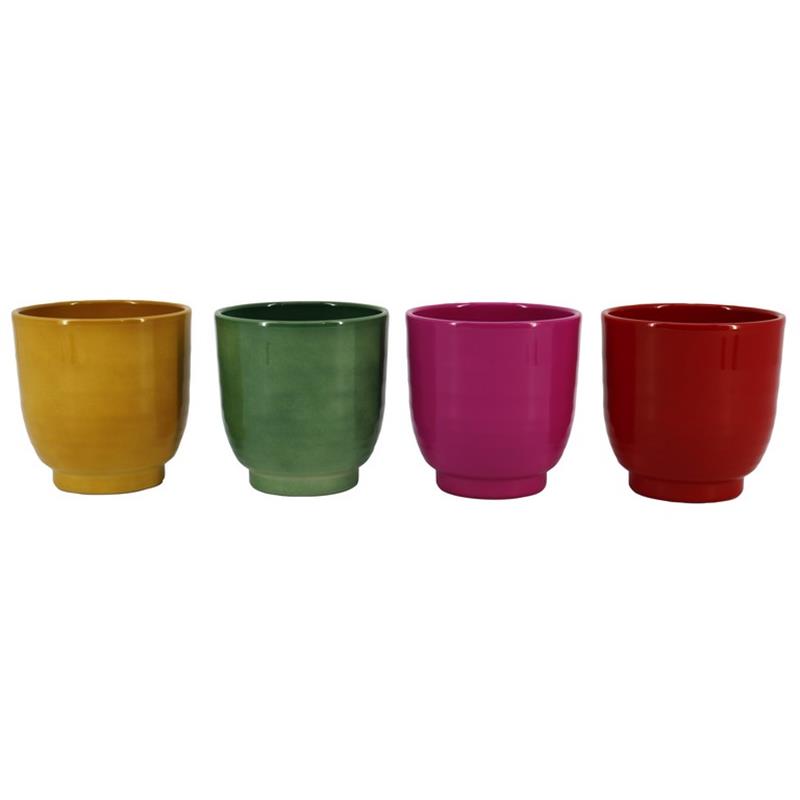Pot Wendy d13.5 h14cm groen/oker/roze/rood 1/4 pallet