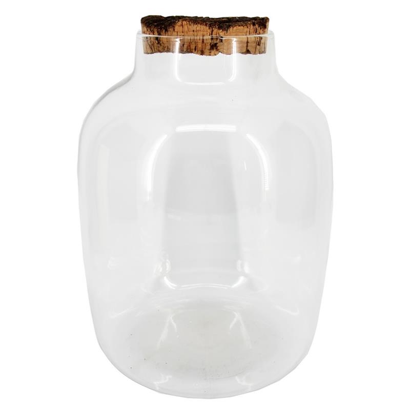 Glas Mensa d12.5/24 h34cm m/kurk oud