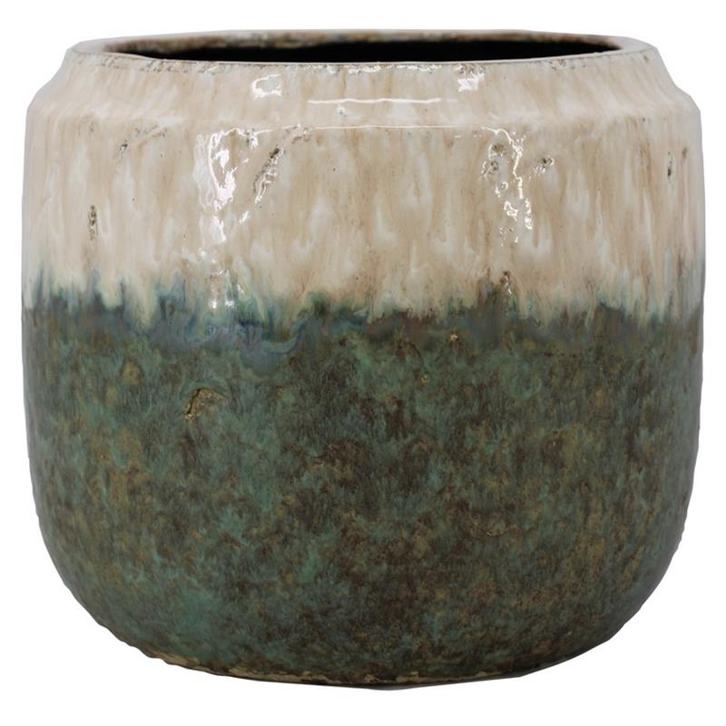 Pot Oslo d14/17.5 h14cm green/white es/12