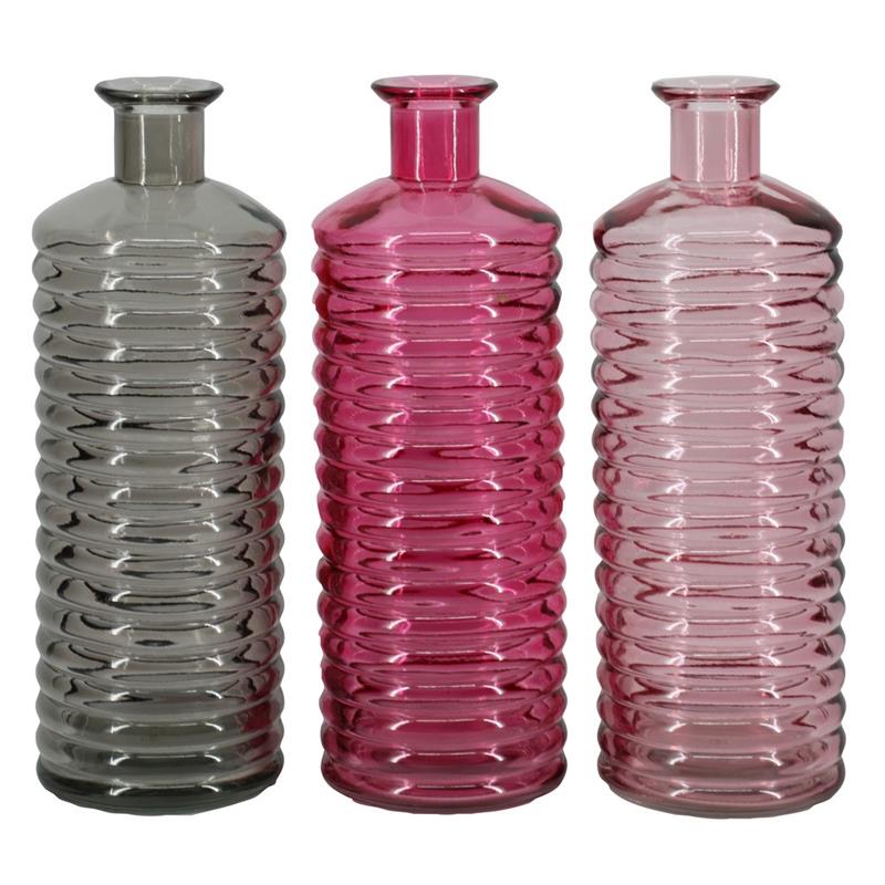 Sierfles Zaan d9 h26cm l.roze/d.roze/smoke