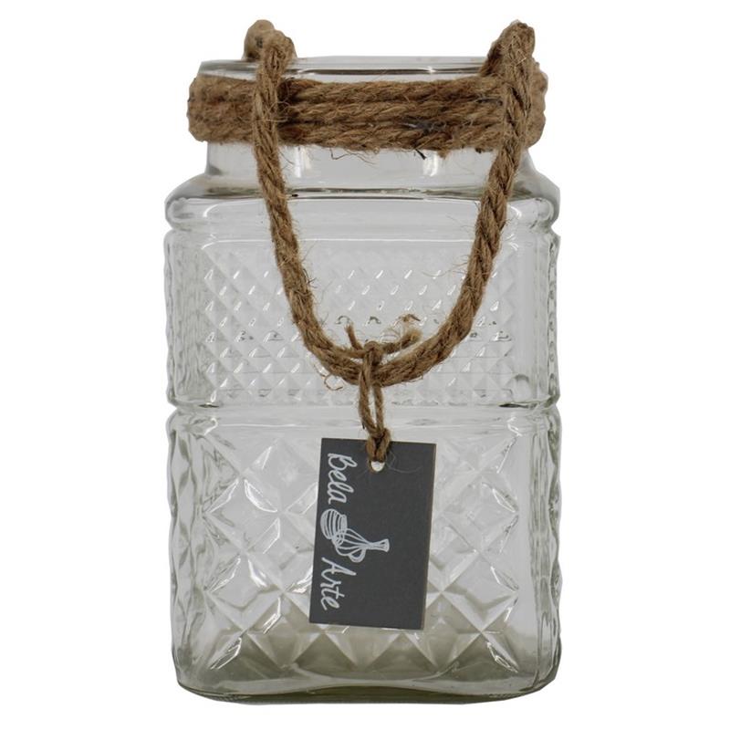 Vase Viereckig Scratch m/Seil d11 h19.5cm