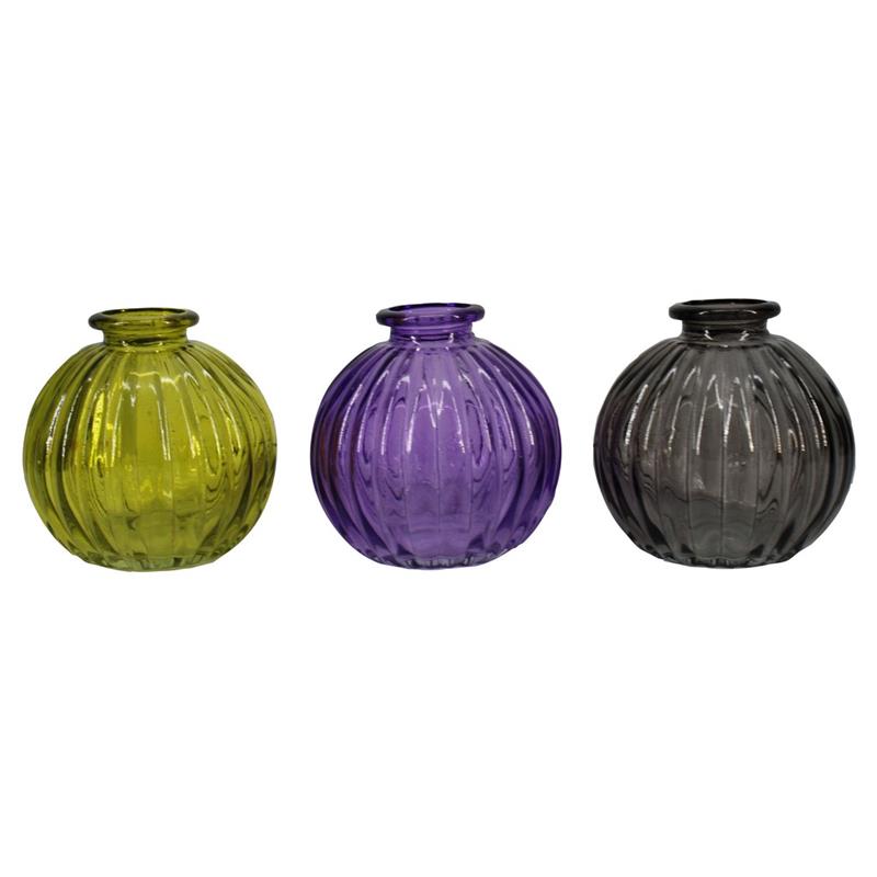 Botella bola Theems d3.5/8.5 a8.2cm 3ass verde/lila/humo