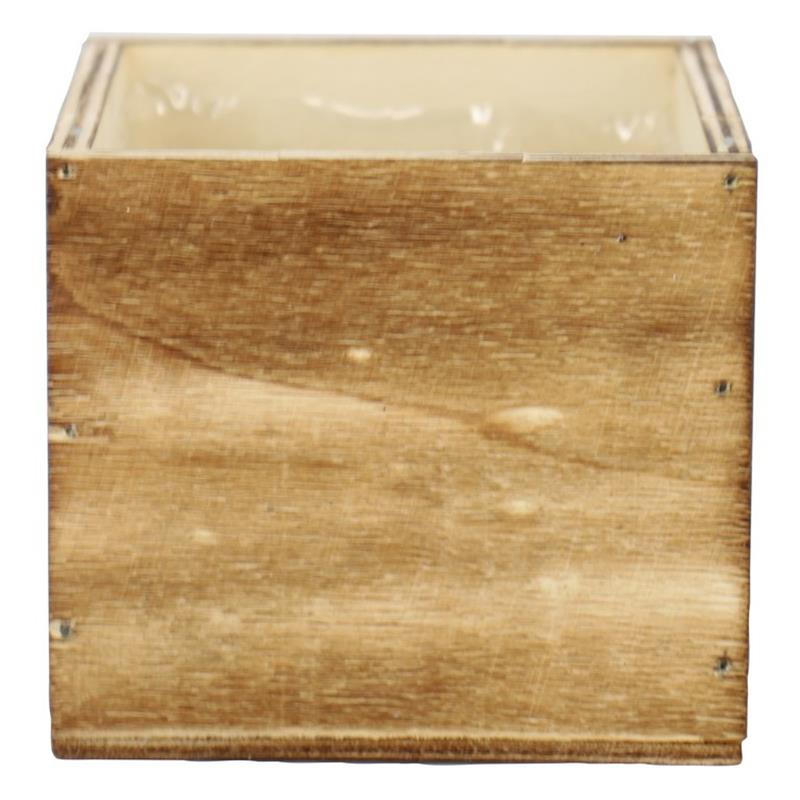 Vierkant hout 10x10x10cm liner gepatineerd