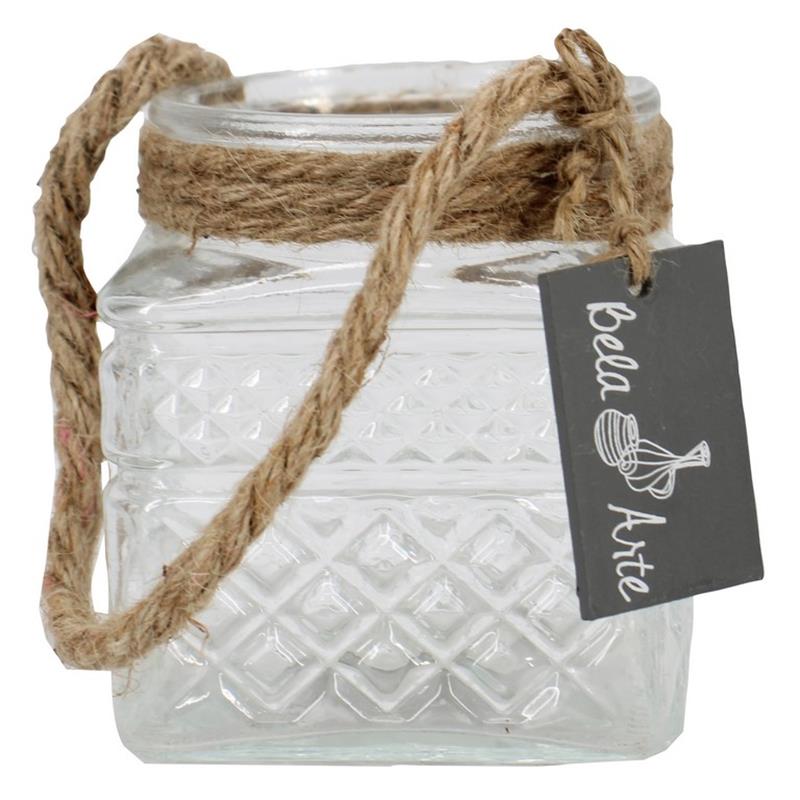 Vase Square Scratch with rope d9 h10cm