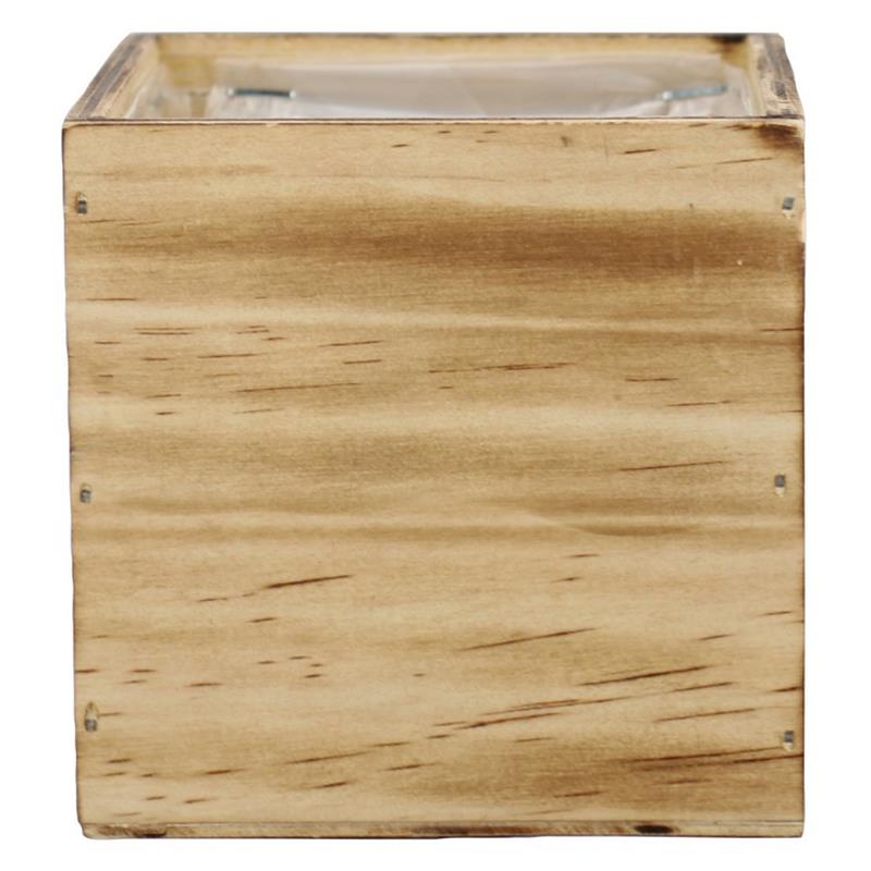 Square wood box 10x10x10cm patinated