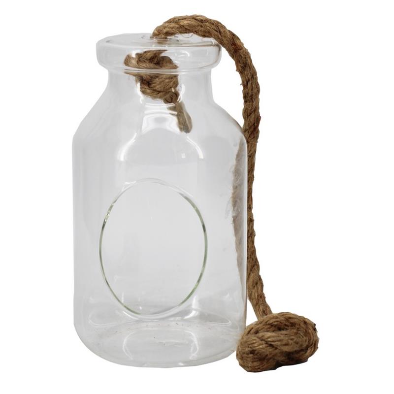 Glas Bottle S D7/10 H18cm m/Seil