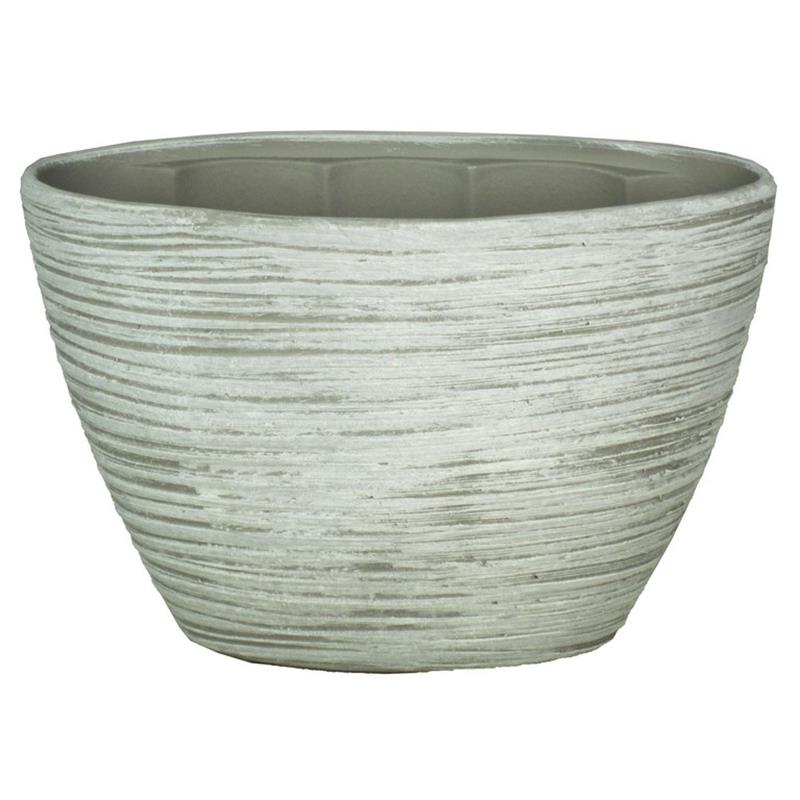 Pot Eef ovale 32x14.5x22.5cm ciment rayé 2x es/12