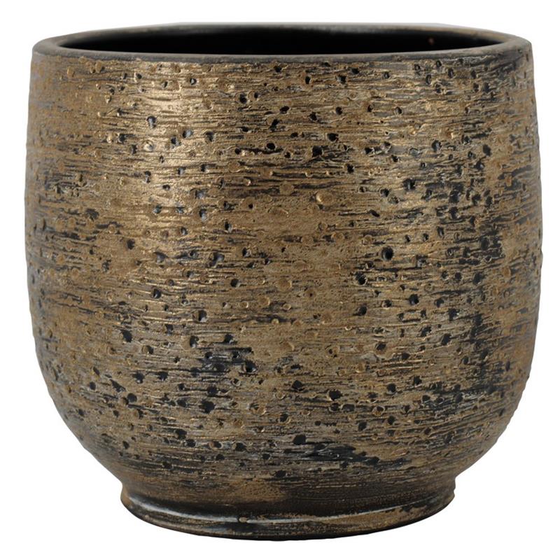 Pot Aveiro d16 h14cm or brun