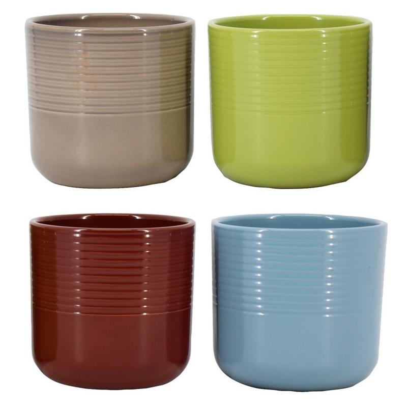 Pot Donny d13.9 h13.4cm bleu/brun/olive/gris es/12 1/4plt