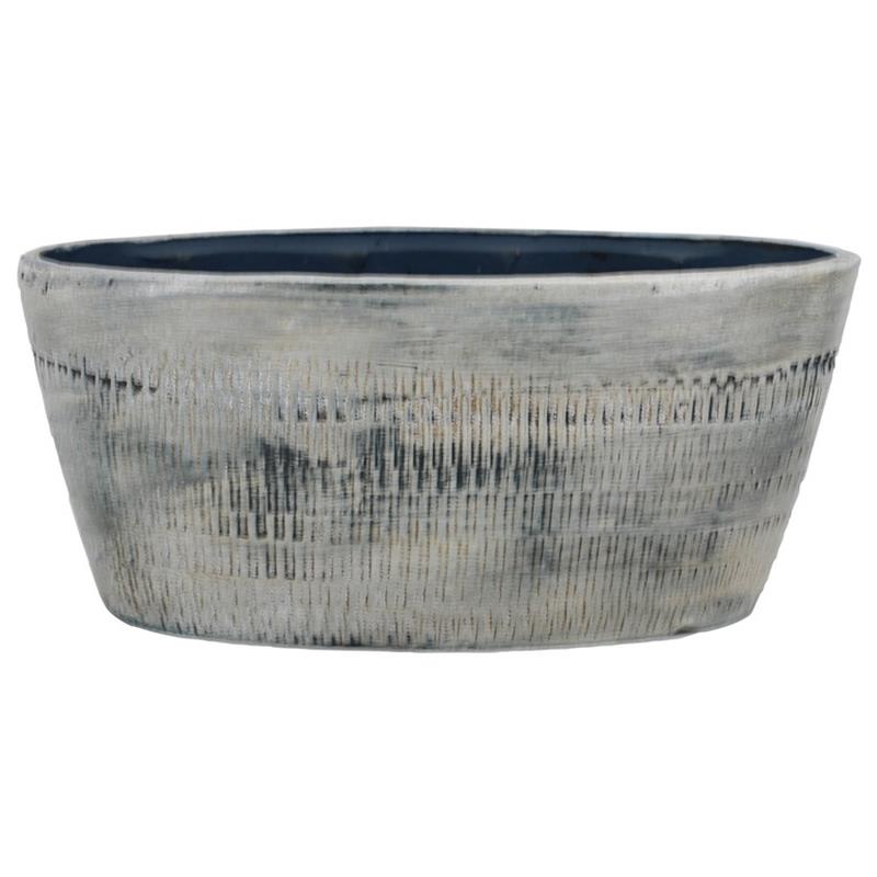 Pot Silves ovaal 33x14x15cm blauwgrijs 2x es/12