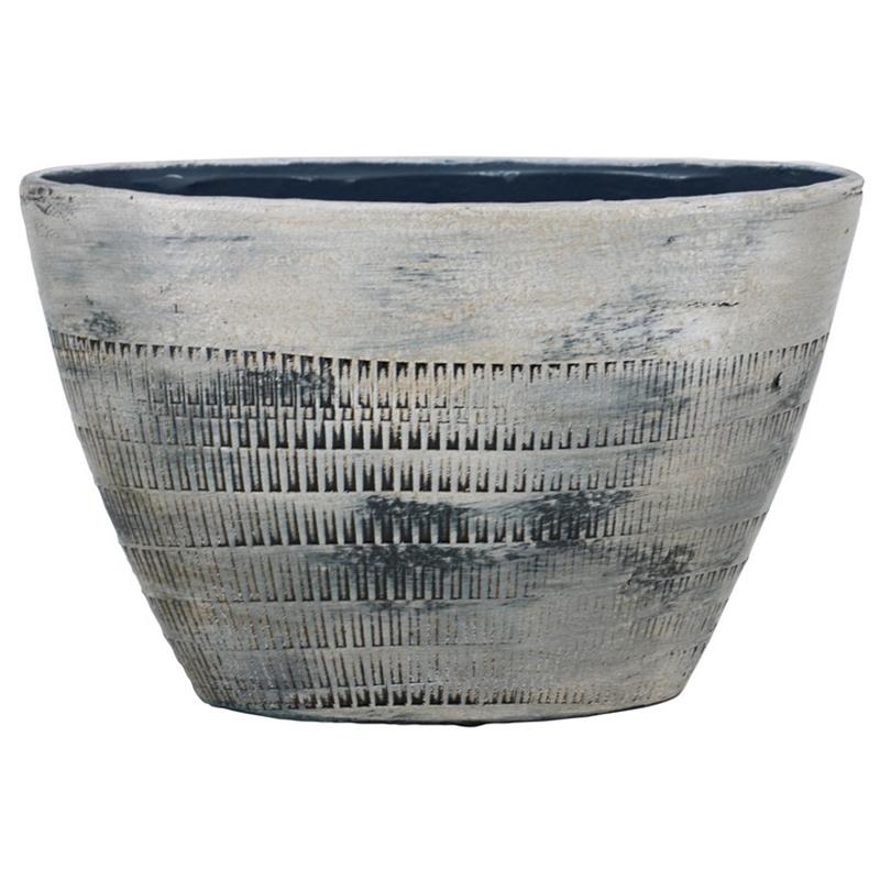 Pot Silves ovaal 33x13x22cm blauwgrijs 2x es/12