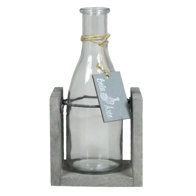 Dekoration Holz 10x8x20Zm grau 1x Flasche