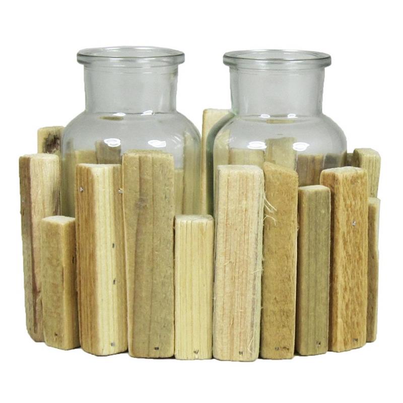 Dekoration Holz Bretagne 18x12x13Zm 2x Medizinglas