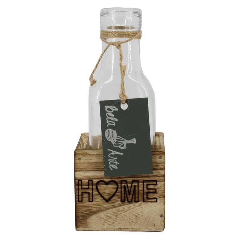 Decoratiebak Home m/fles d6.7 h15.5cm