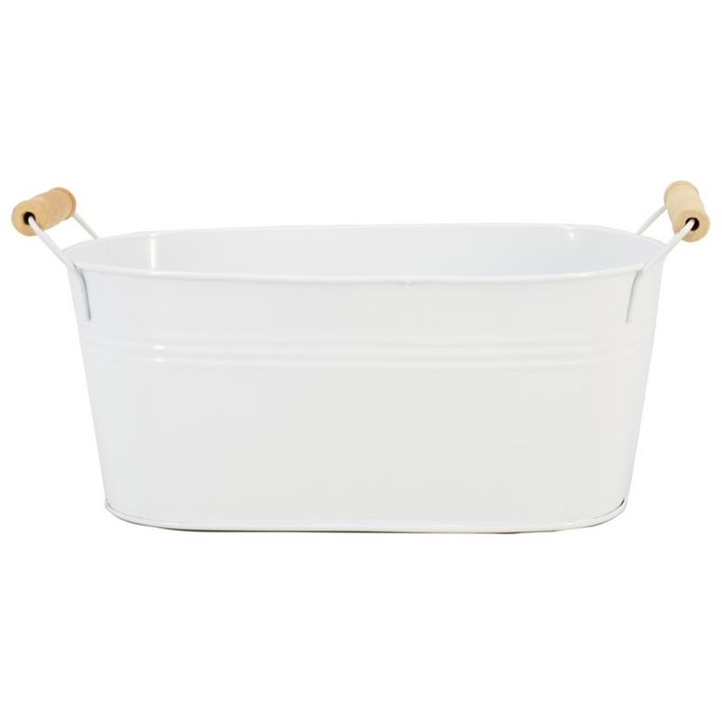 Pot Dresden ovaal zink 21x12.5x9.5cm wit 2x es/9