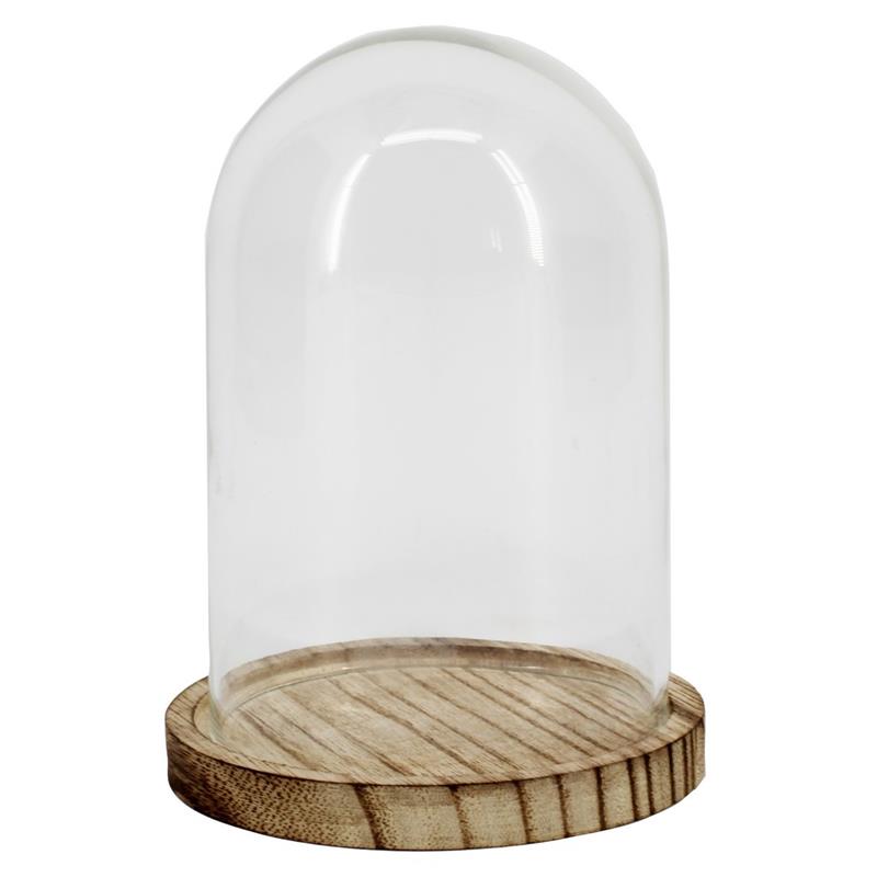 Cloche sur plateau bois d8/9.5 h12/13cm