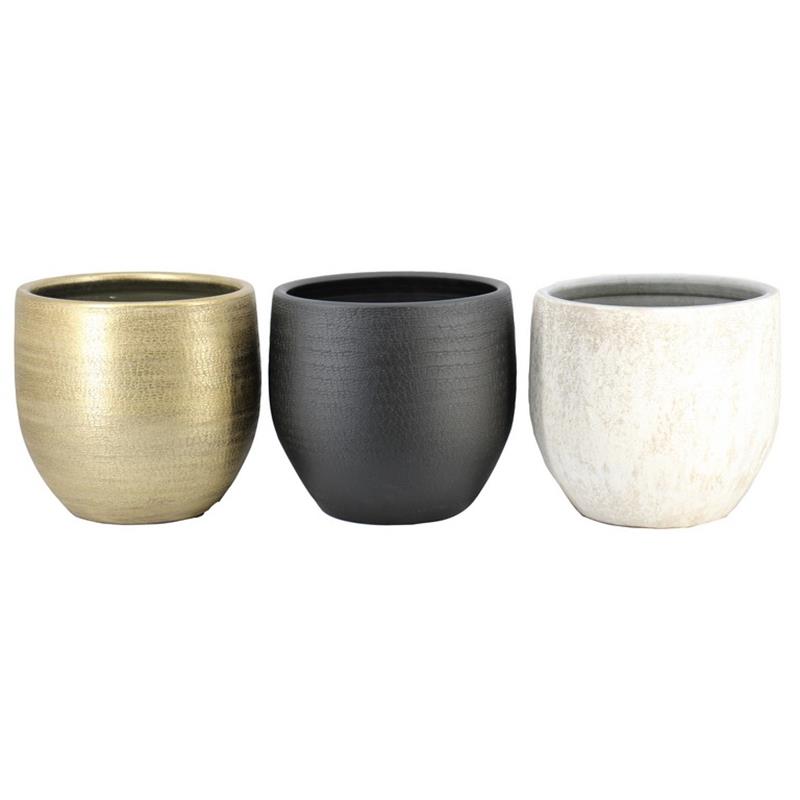 Macetero Bora d39 a36cm blanco/negro mate/oro paleta mixta