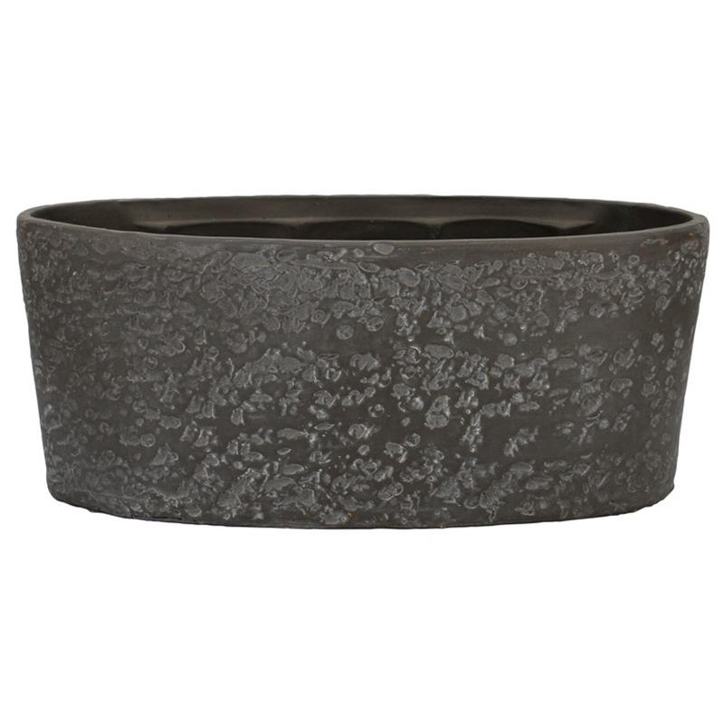 Macetero Eef ovalo 33x15x15cm martillo negro 2x es/12