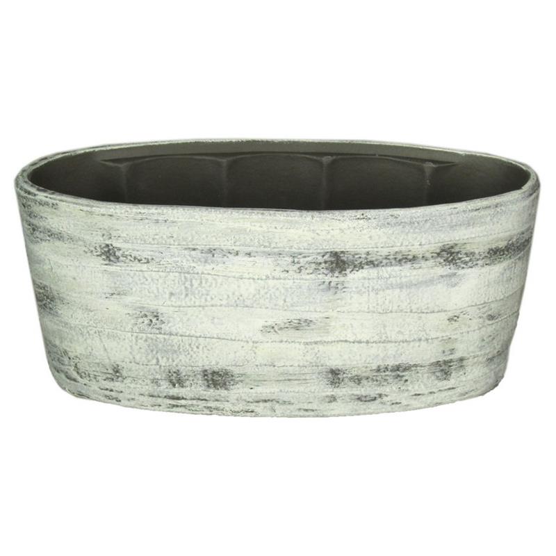 Macetero Eef ovalo 33x15x15cm cemento rayas 2x es/12