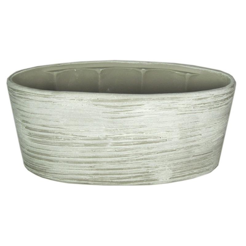 Macetero Eef ovalo 33x15x15cm cemento rayado 2x es/12