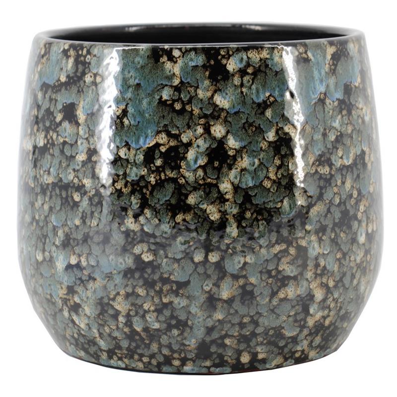 Macetero Bejo d16.5 a13cm azul/negro