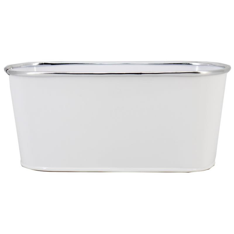 Pot Lucie ovale zinc 21x12.5x9.5cm blanc 2x/es9