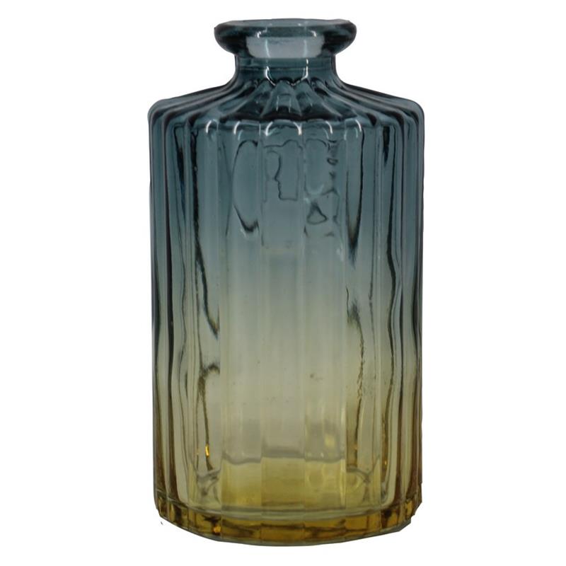 Sierfles Vilnius d3.3/6.5 h12.5cm geel/blauw