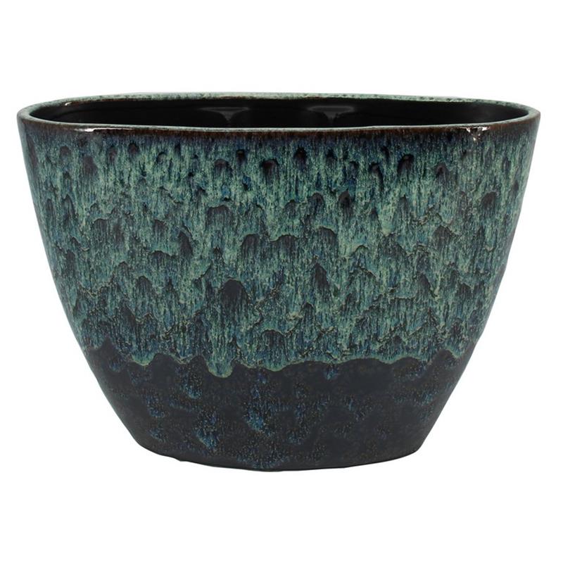Macetero Mason ovalo 32x15x22cm negro/azul