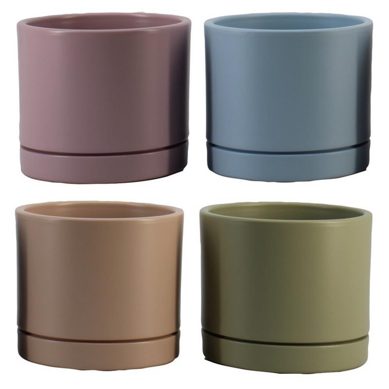 Pot Lynn d13.5 h12cm kaki/rozenhout/blauw/ivoor mat es/12