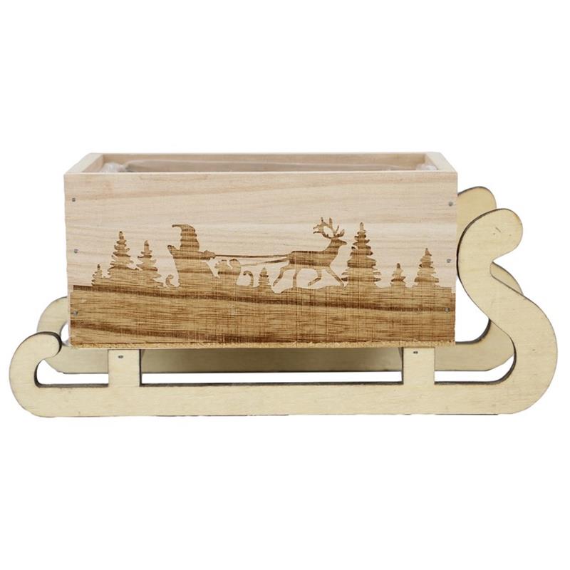Decoración madera trineo 20.5/13.5x8x8.5cm