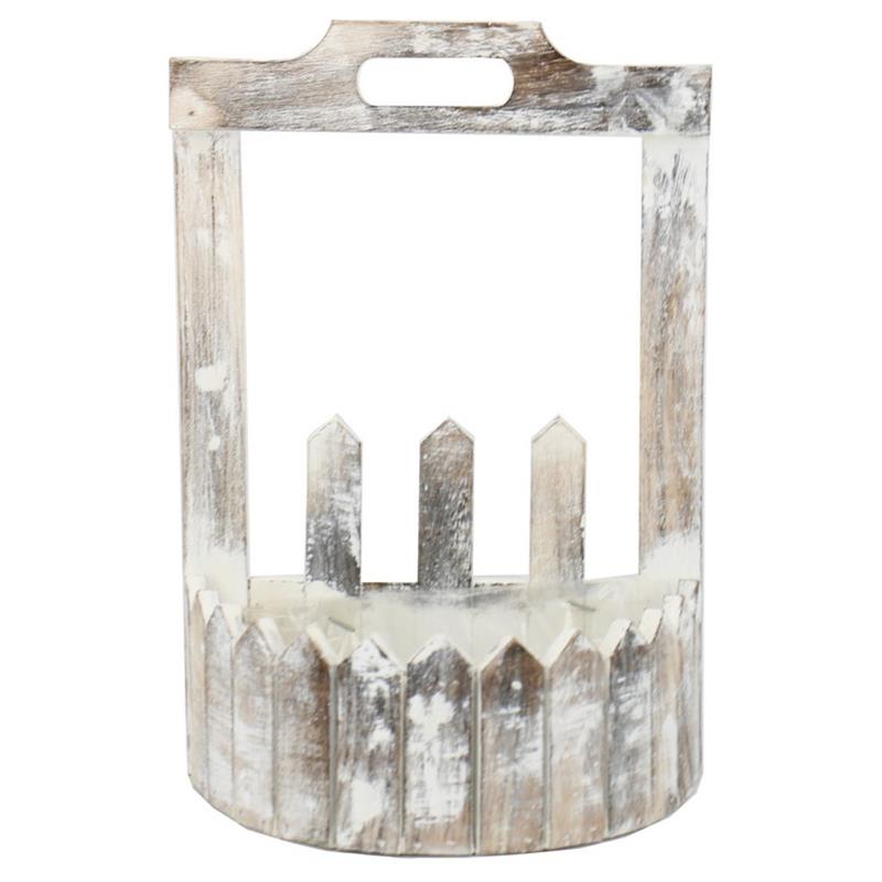 Plantador semi-circu madera 20.5x12.5x8/30cm blanc