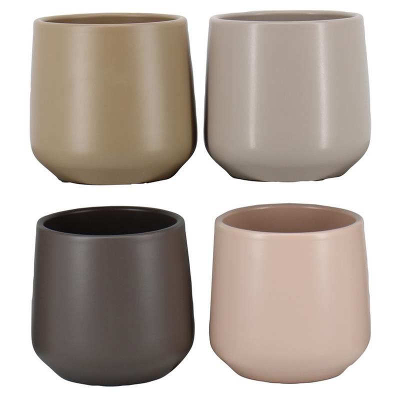 Pot Joey d13/14 h13.5cm beige/l.taupe/d.taupe/ivoire mat es/