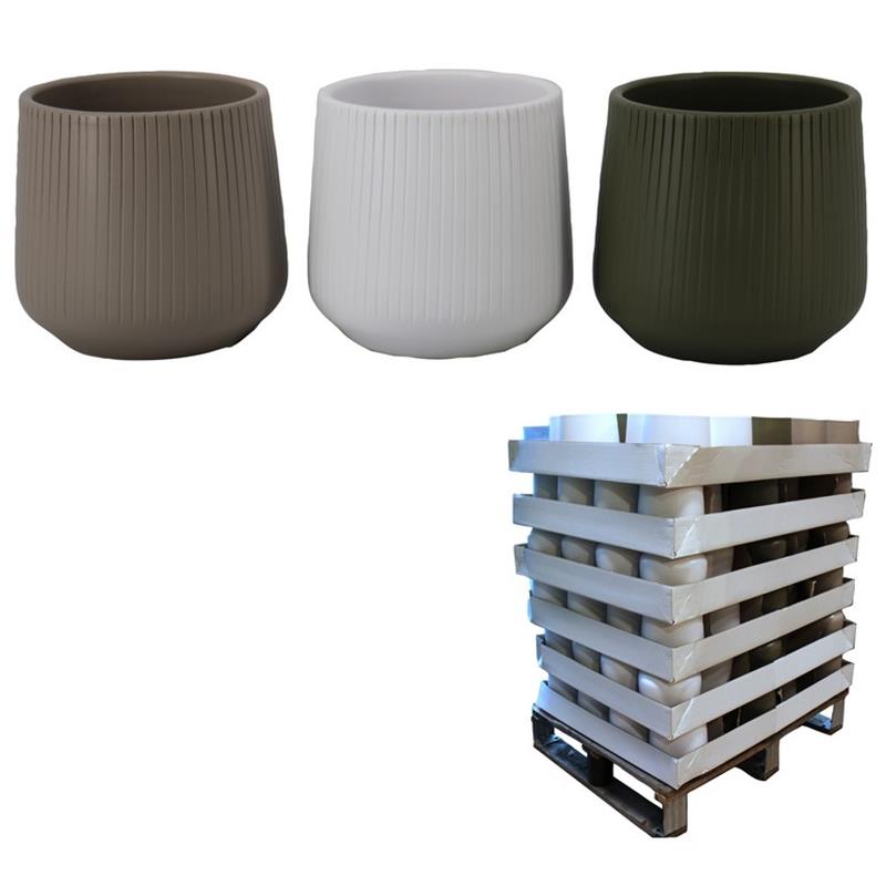 Pot Floris d13/14 h13.5cm gris/vert/blanc mat es/12 1/4plt