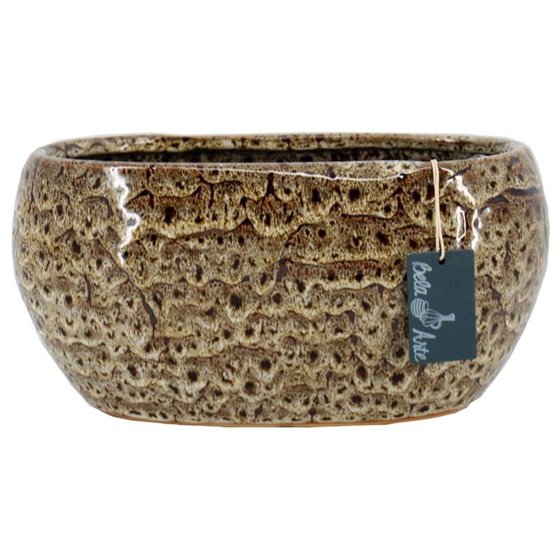 Pot Rijsel oval 29x18x14cm brown 2x es/12