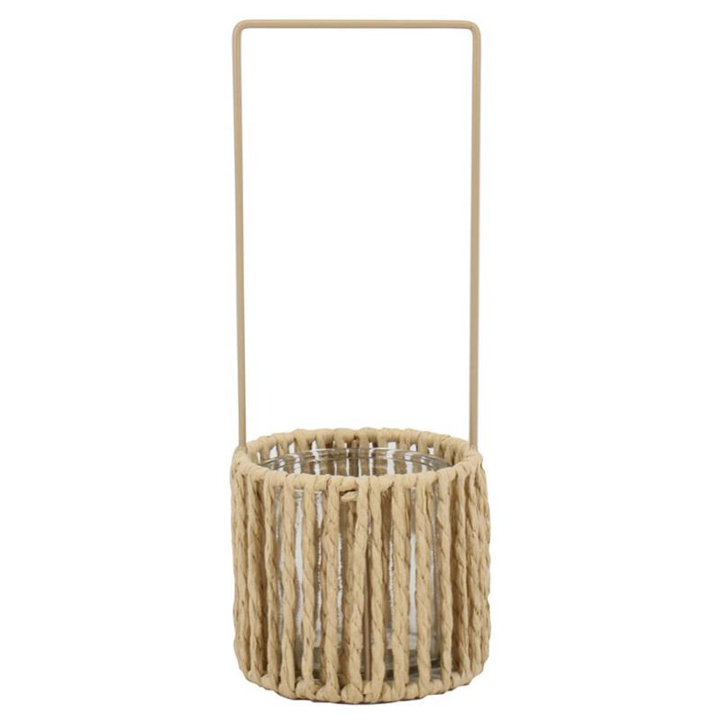 Decoración cesta 1x vaso d10 a9/26.5cm papel natural