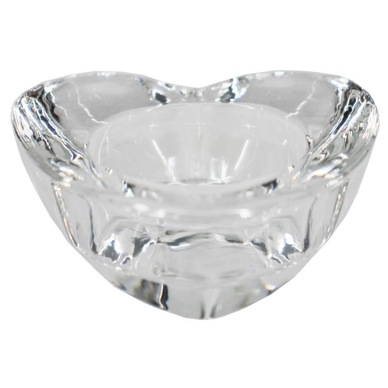 Tealight holder glass heart d7.1 h2.8cm
