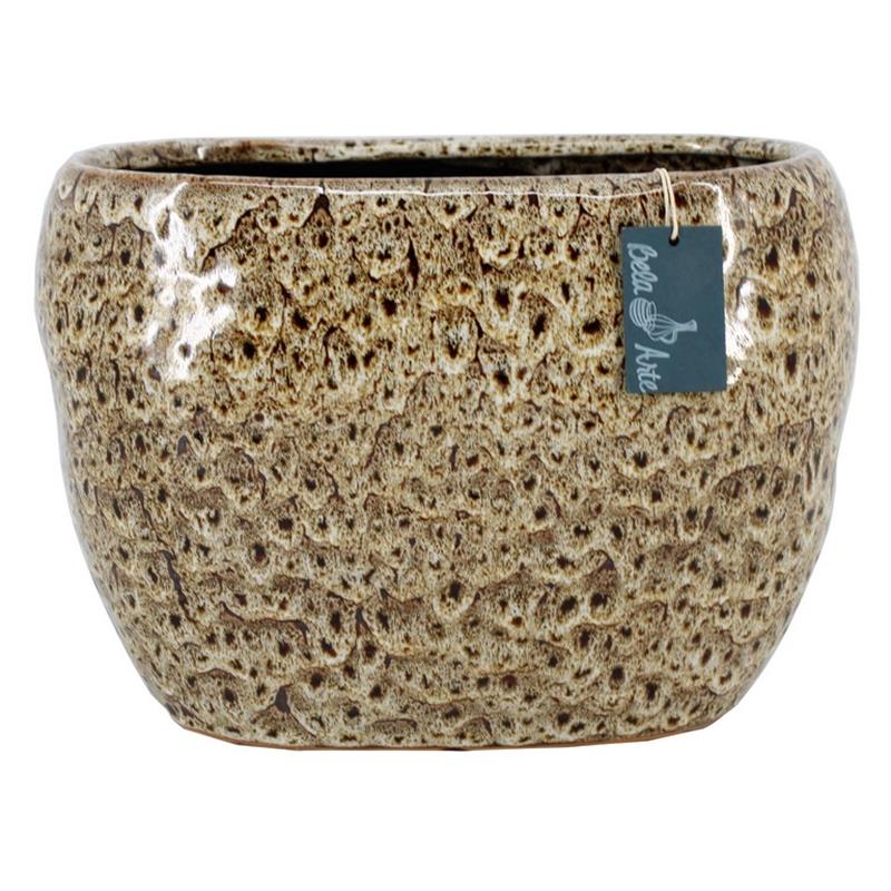 Pot Rijsel ovaal 29x18x20cm bruin 2x es/12