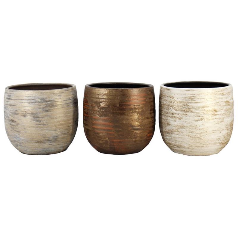 Pot Funchal d39 h36cm or/brun/blanc palette mixte