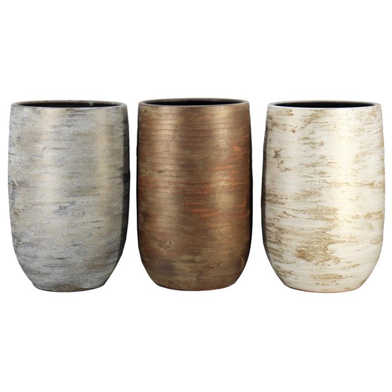 Vase Funchal d32 h50cm or/brun/blanc palette mixte