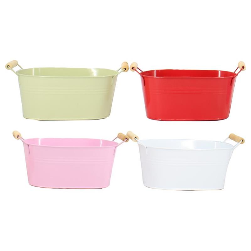 Pot Badia oval zinc 21x12.5x9.5cm 4ass 2x es/9