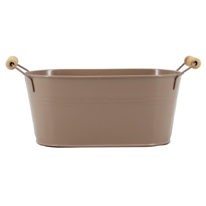 Pot Dresden oval zinc 21x12.5x9.5cm taupe matte 2x es/9