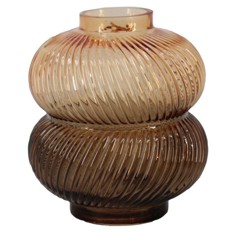 Florero Sophia d14.7 a16.3cm two-tone ámbar/smoke