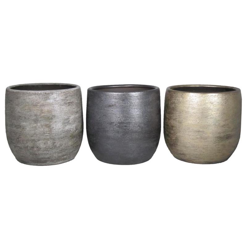 Macetero Mira d49 a45cm  blanco/negro/oro paleta mixta