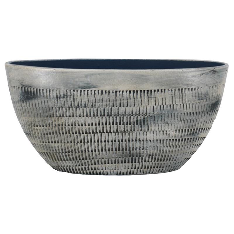Macetero Silves ovalo 49x20x25cm azul grisáceo