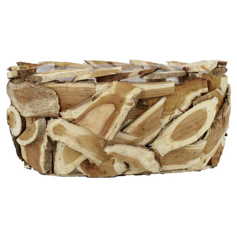 Jardinière bois Nature ovale 34x20x13cm