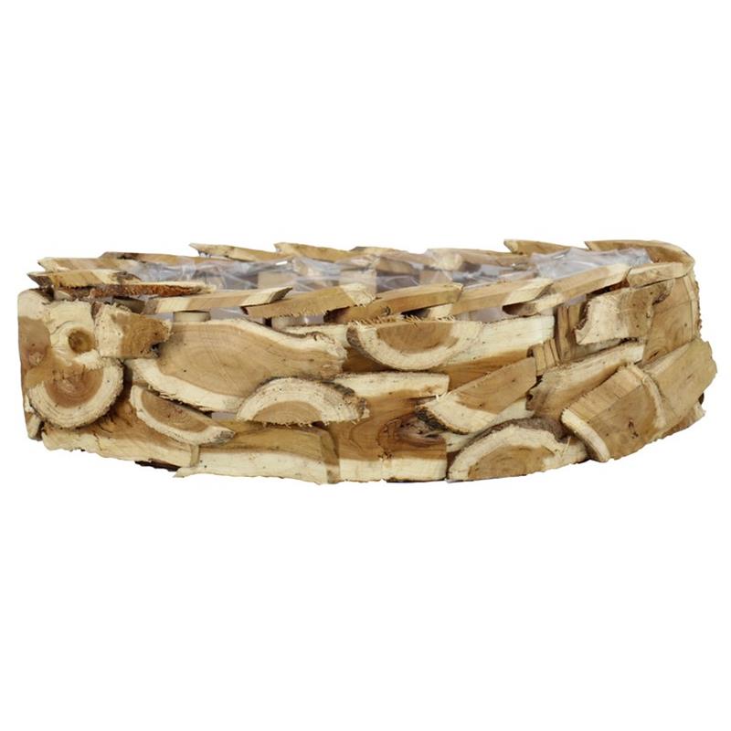 Jardinière bois Nature ovale 46x24x16cm
