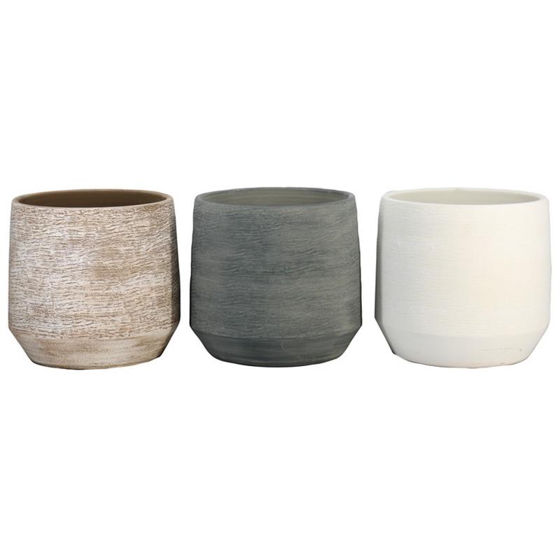 Pot Vivian d24 h23cm brun/blanc/gris mixte