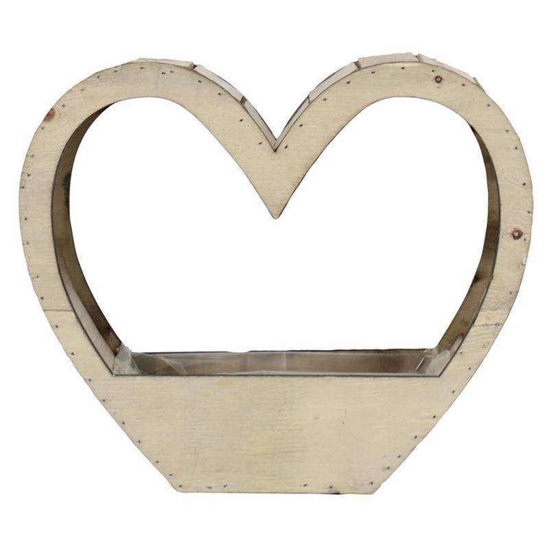 Jardinière bois coeur 30x9x7/25cm
