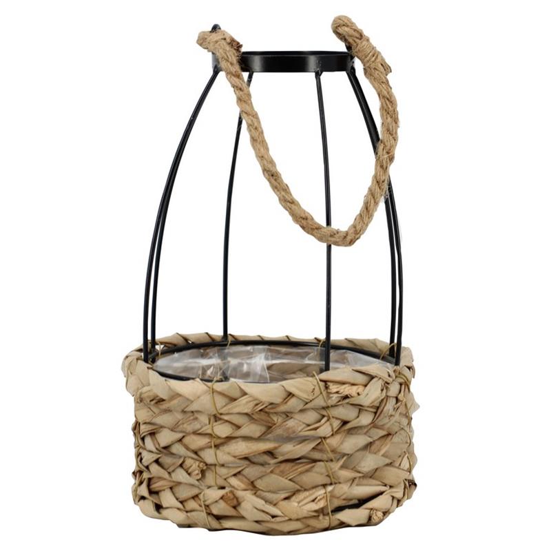 Jardinière ronde panier/métal d18 h8.5/28cm