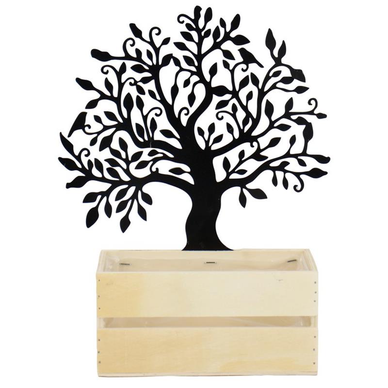 Decoration Baum 17x9.5x8.5/31cm Holz/Metall schwarz